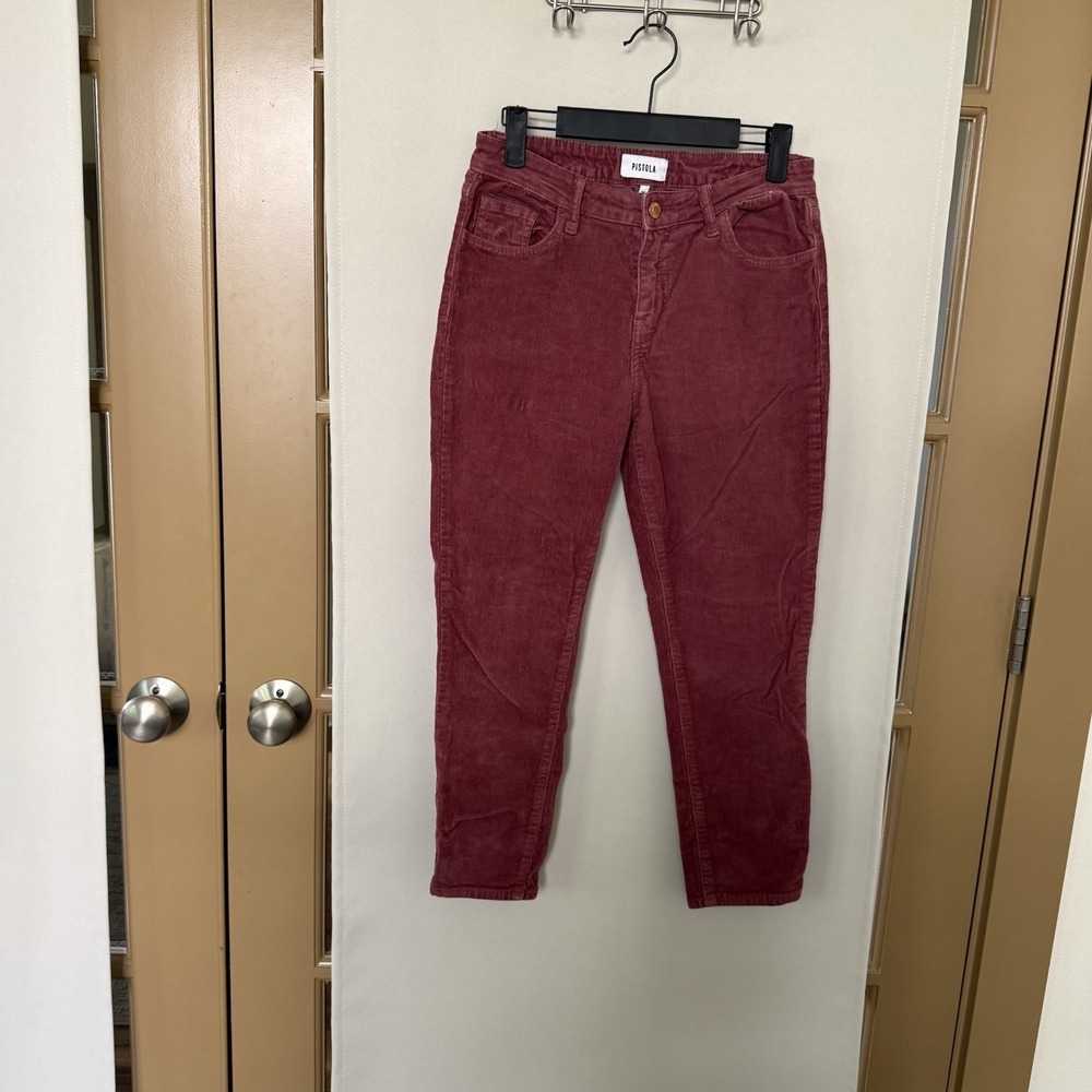 Pistola Womens 26 Red Corduroy Mid Rise Skinny Jeans Pants Bottoms Fall